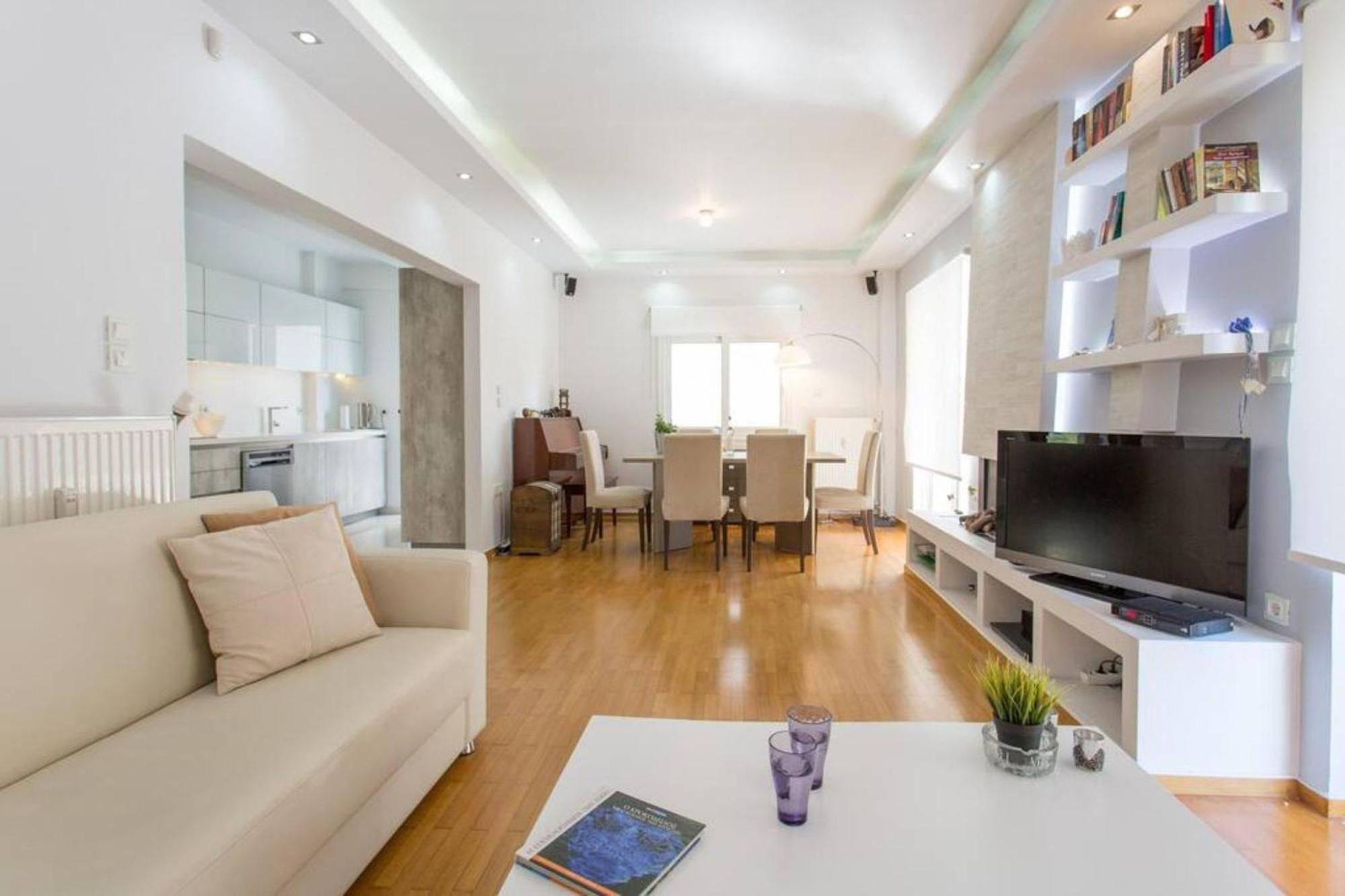 One Block From The Sea Family House At Floisvos Apartment Athena Bagian luar foto